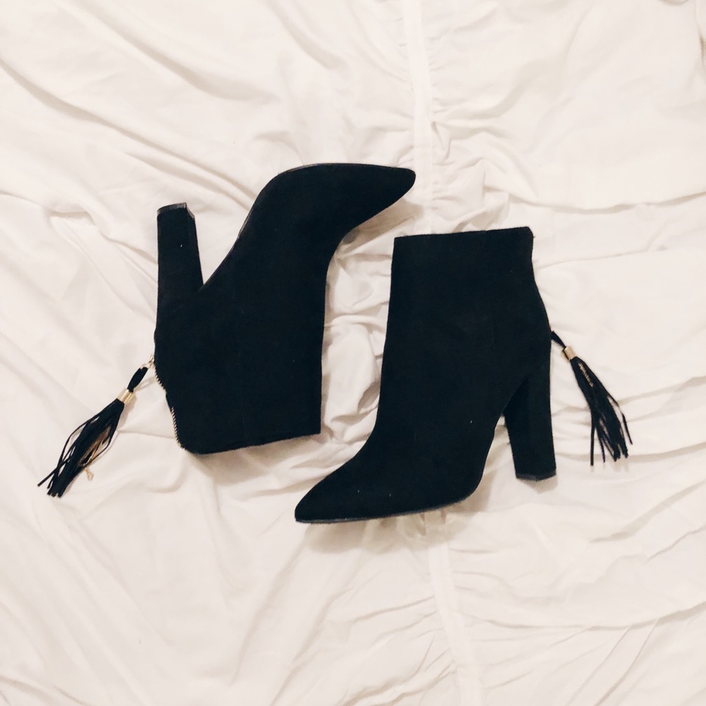 Black suede booties